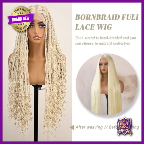 30 Inch Full Lace Synthetic Wig Knotless Braided With Baby Hair